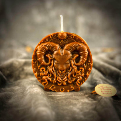 Parlour of Wonders Beeswax Candle Brown (Grounding) Beeswax Aries Ram Zodiac Spell Candle Beeswax Aries Ram Zodiac Spell Candle