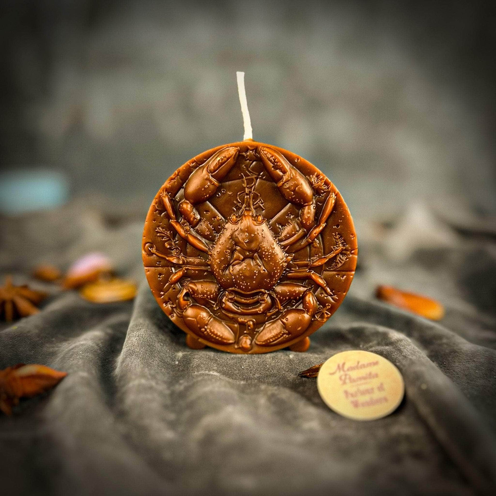 Parlour of Wonders Beeswax Candle Brown (Grounding) Beeswax Cancer Crab Zodiac Spell Candle Beeswax Cancer Crab Zodiac Spell Candle