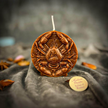 Parlour of Wonders Beeswax Candle Brown (Grounding) Beeswax Cancer Crab Zodiac Spell Candle Beeswax Cancer Crab Zodiac Spell Candle
