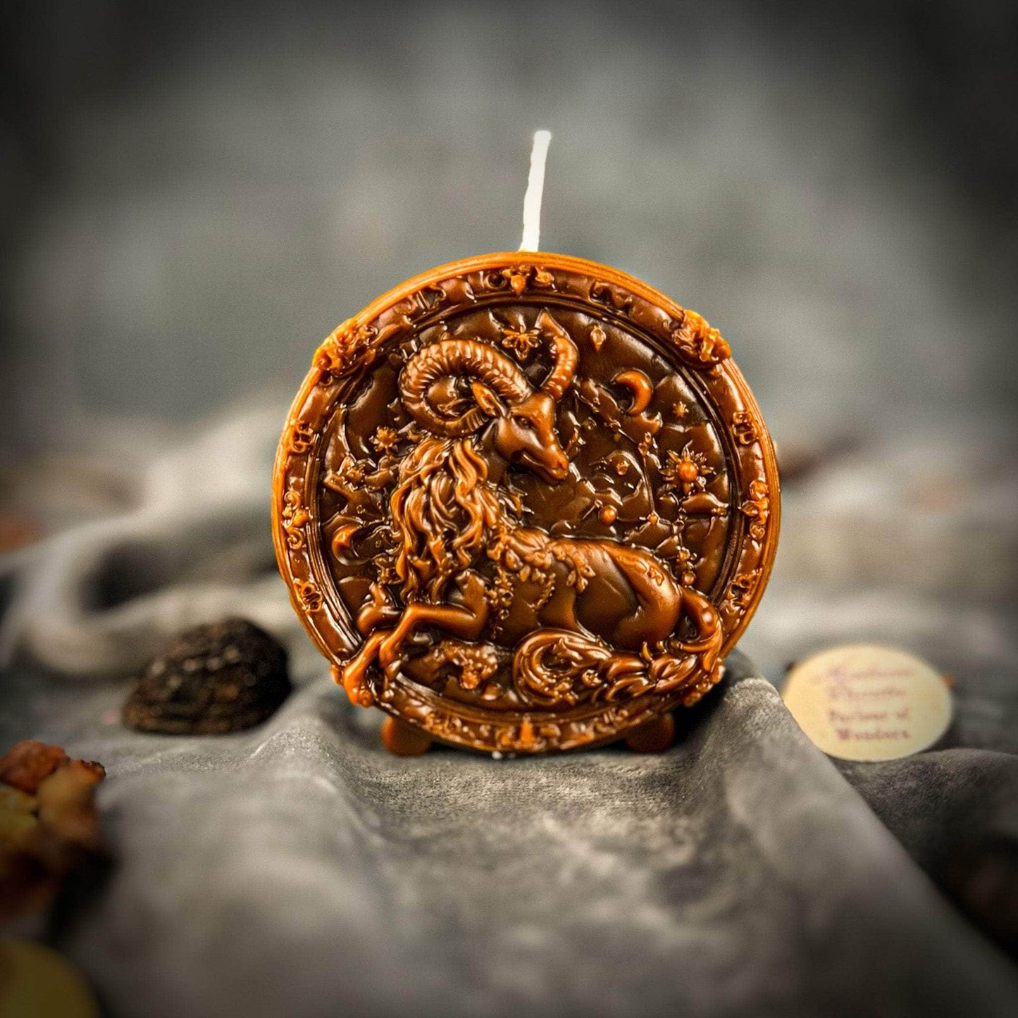 Parlour of Wonders Beeswax Candle Brown (Grounding) Beeswax Capricorn Goat Zodiac Spell Candle Beeswax Capricorn Goat Zodiac Spell Candle