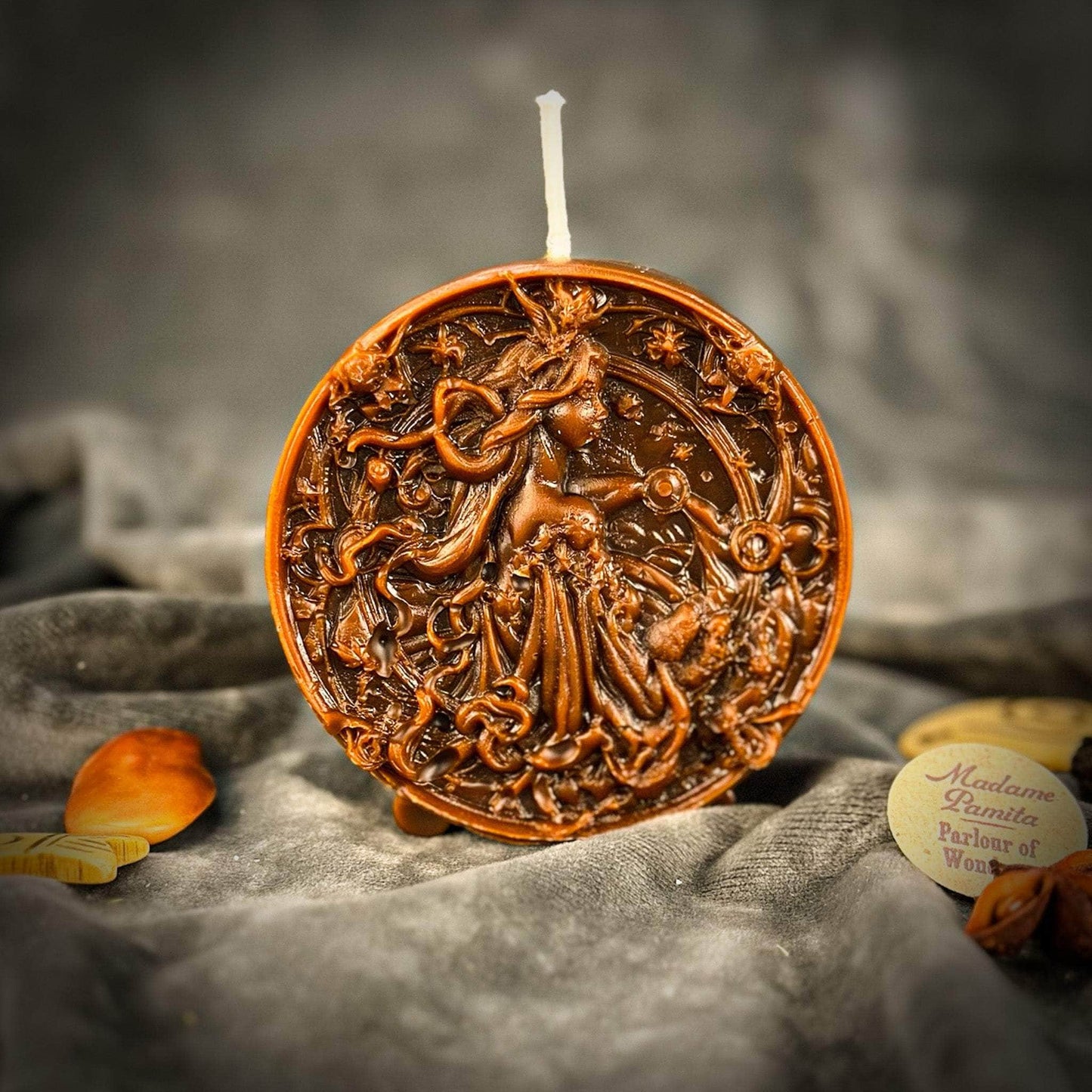Parlour of Wonders Beeswax Candle Brown (Grounding) Beeswax Libra Scales Zodiac Spell Candle Beeswax Libra Scales Zodiac Spell Candle