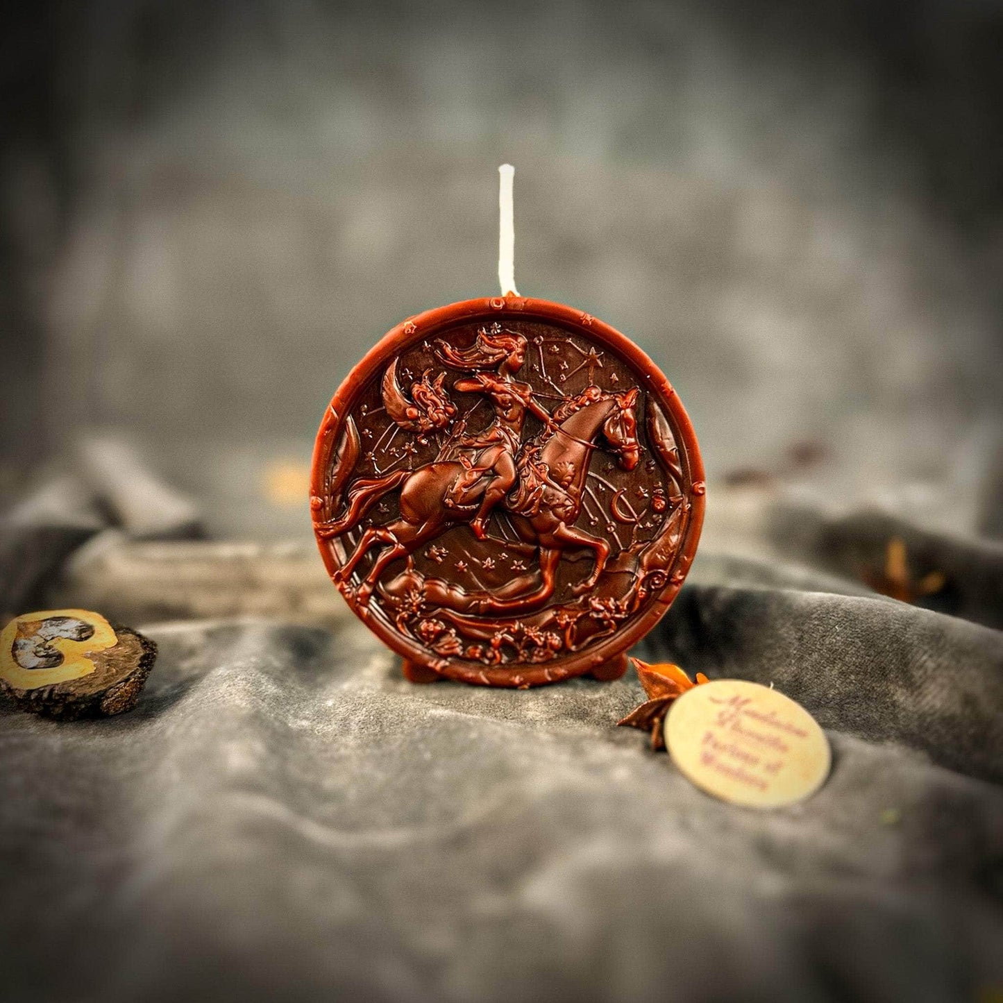 Parlour of Wonders Beeswax Candle Brown (Grounding) Beeswax Sagittarius Archer Zodiac Spell Candle Beeswax Sagittarius Archer Zodiac Spell Candle
