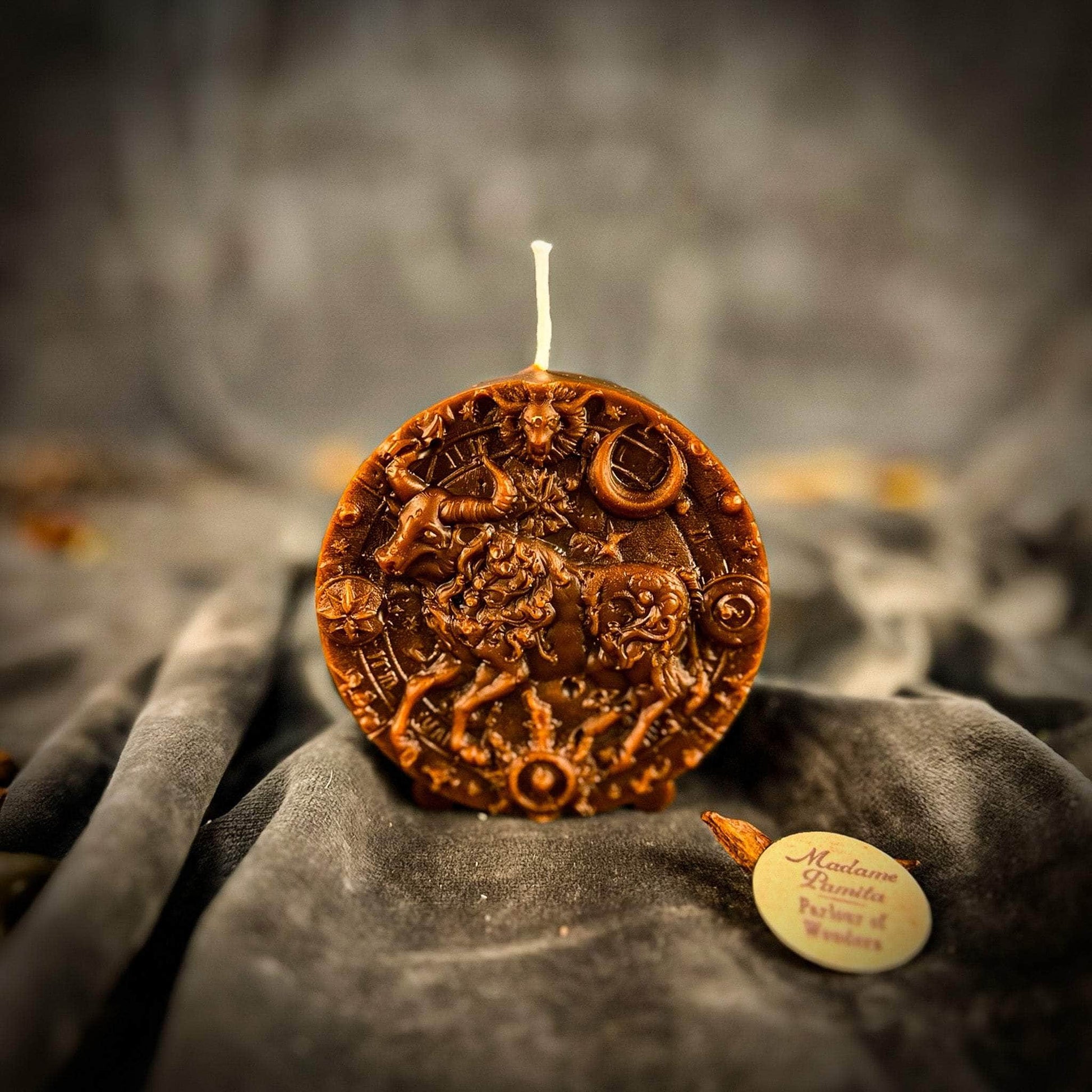 Parlour of Wonders Beeswax Candle Brown (Grounding) Beeswax Taurus Bull Zodiac Spell Candle Beeswax Taurus Bull Zodiac Spell Candle