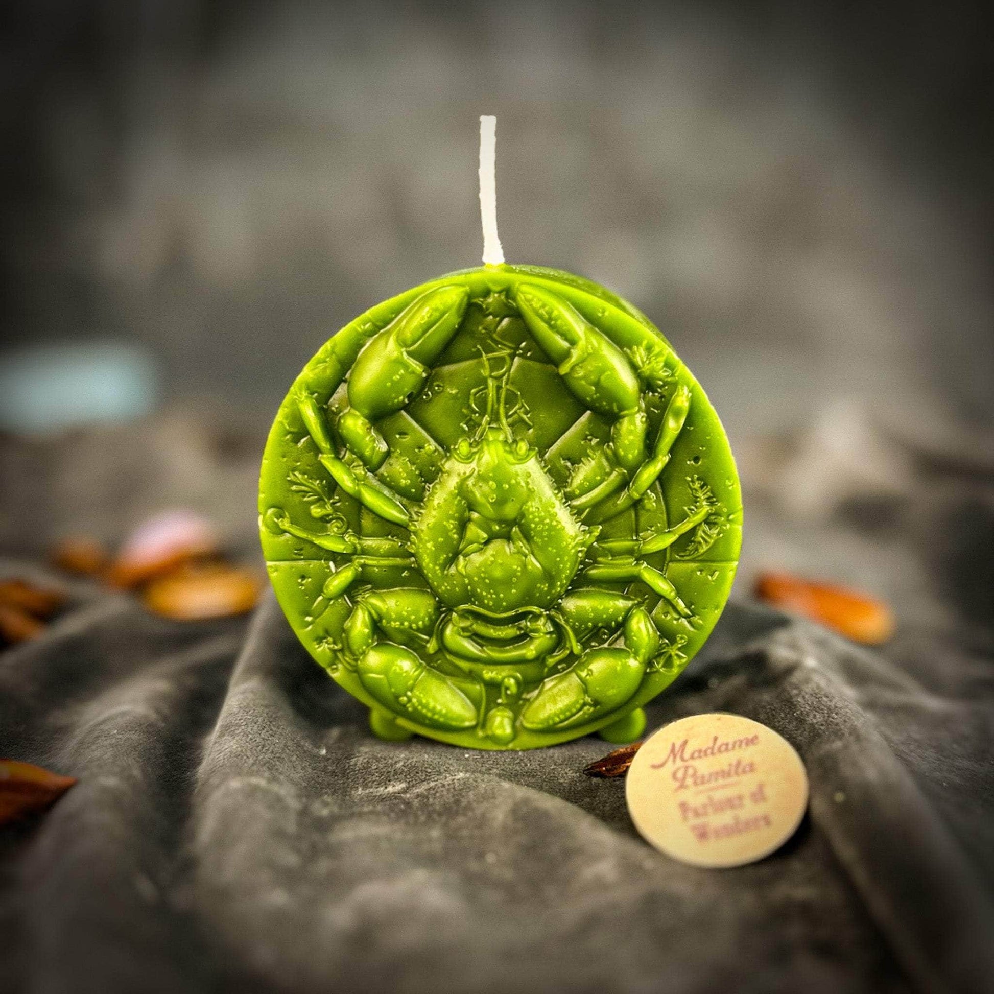 Parlour of Wonders Beeswax Candle Green (Prosperity) Beeswax Cancer Crab Zodiac Spell Candle Beeswax Cancer Crab Zodiac Spell Candle