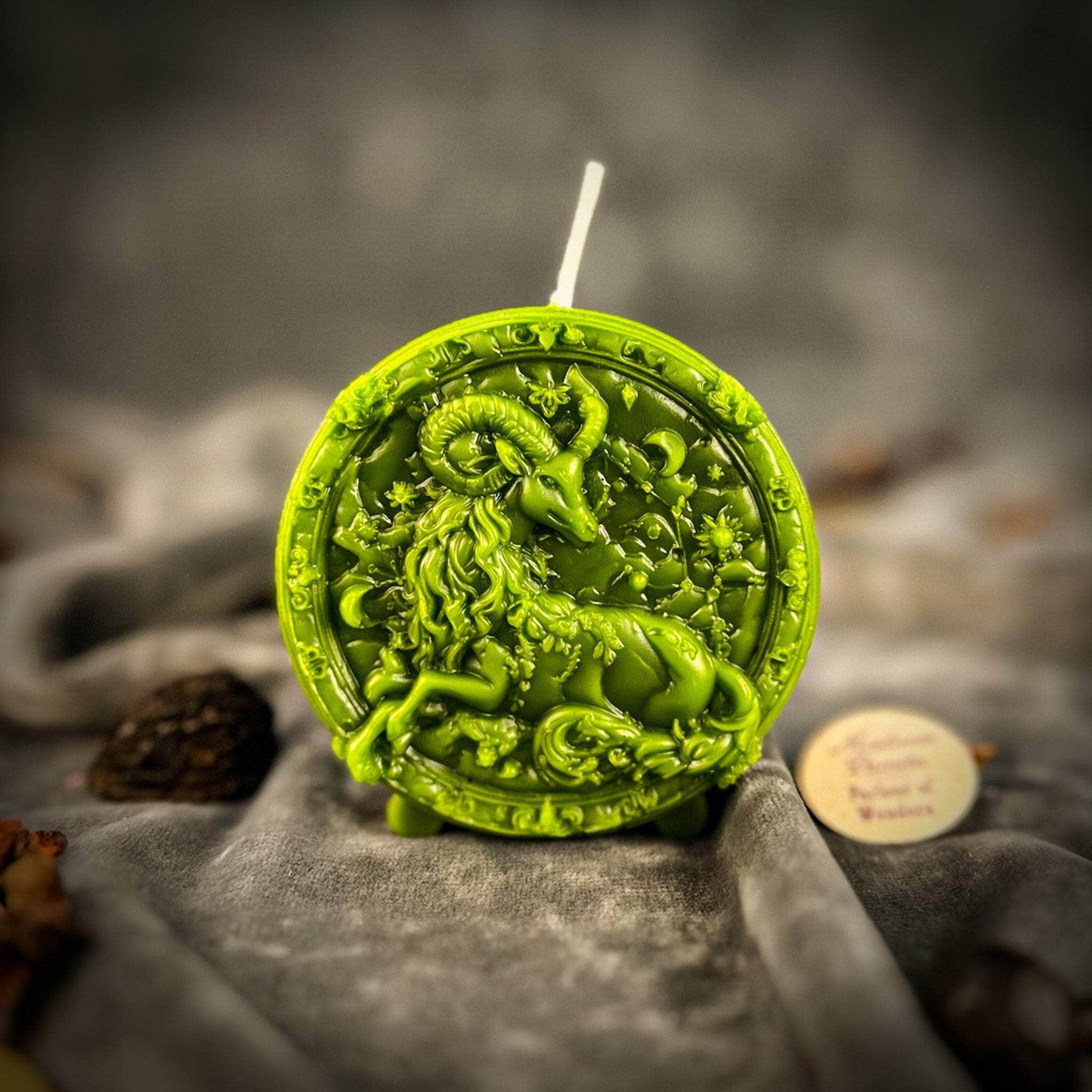 Parlour of Wonders Beeswax Candle Green (Prosperity) Beeswax Capricorn Goat Zodiac Spell Candle Beeswax Capricorn Goat Zodiac Spell Candle