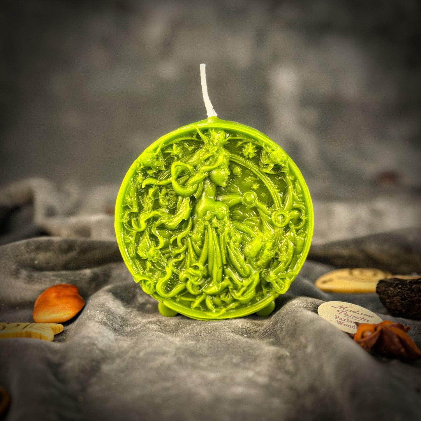Parlour of Wonders Beeswax Candle Green (Prosperity) Beeswax Libra Scales Zodiac Spell Candle Beeswax Libra Scales Zodiac Spell Candle