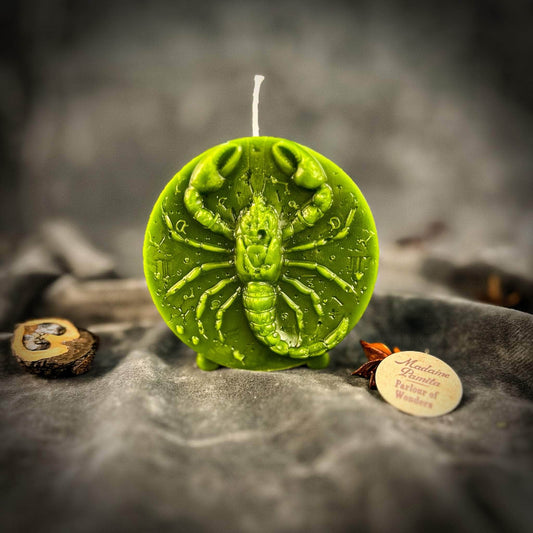 Parlour of Wonders Beeswax Candle Green (Prosperity) Beeswax Scorpio Scorpion Zodiac Spell Candle Beeswax Scorpio Scorpion Zodiac Spell Candle