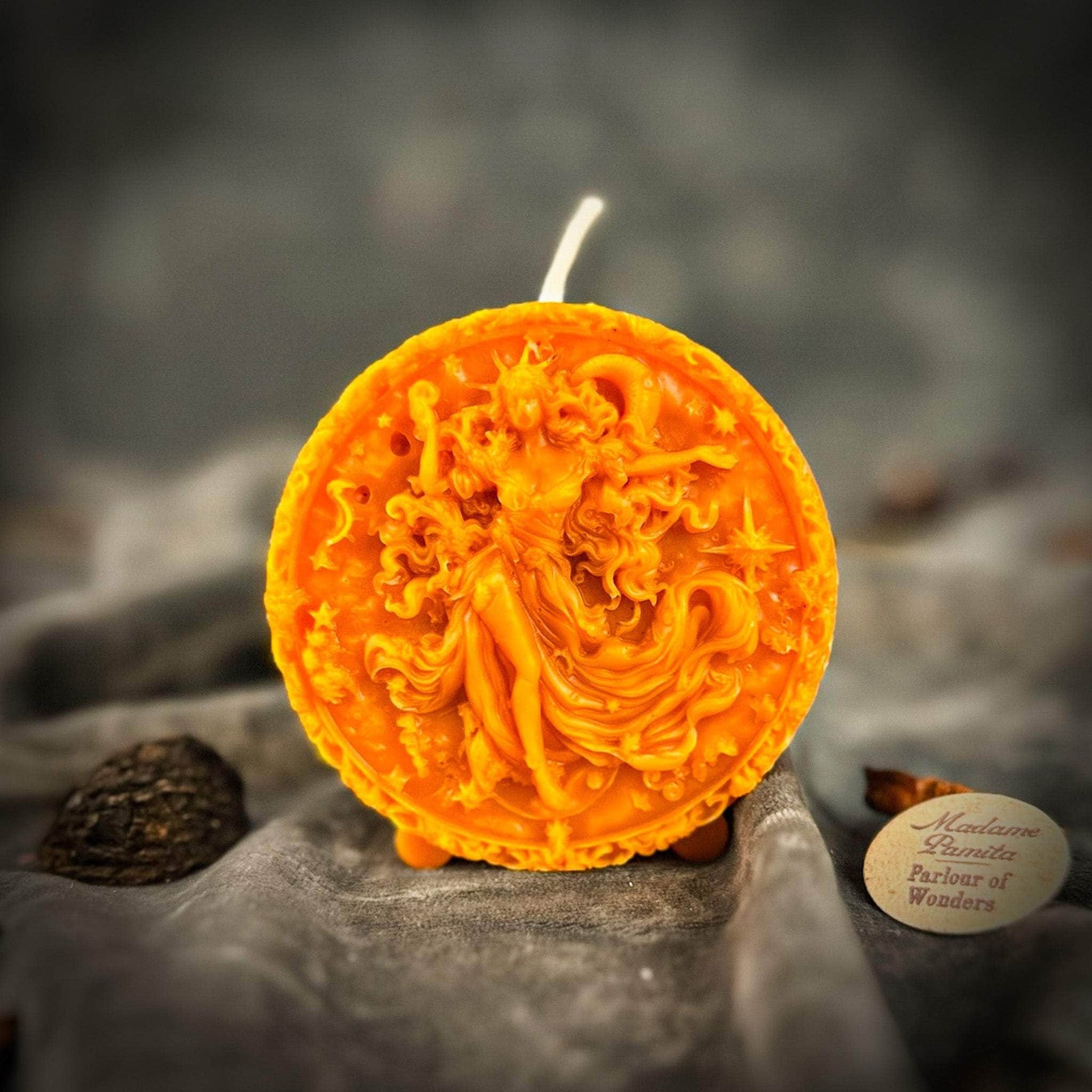 Parlour of Wonders Beeswax Candle Orange (Removing Blocks) Beeswax Aquarius Water Bearer Zodiac Spell Candle Beeswax Aquarius Water Bearer Zodiac Spell Candle