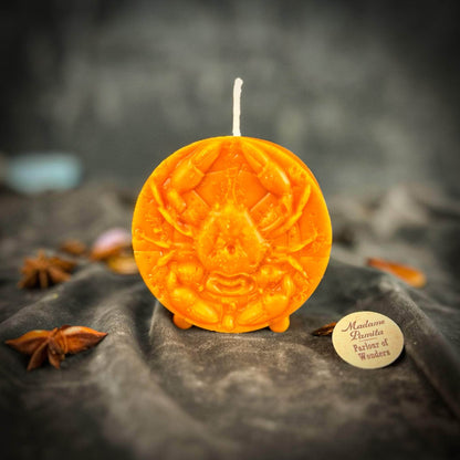 Parlour of Wonders Beeswax Candle Orange (Removing Blocks) Beeswax Cancer Crab Zodiac Spell Candle Beeswax Cancer Crab Zodiac Spell Candle