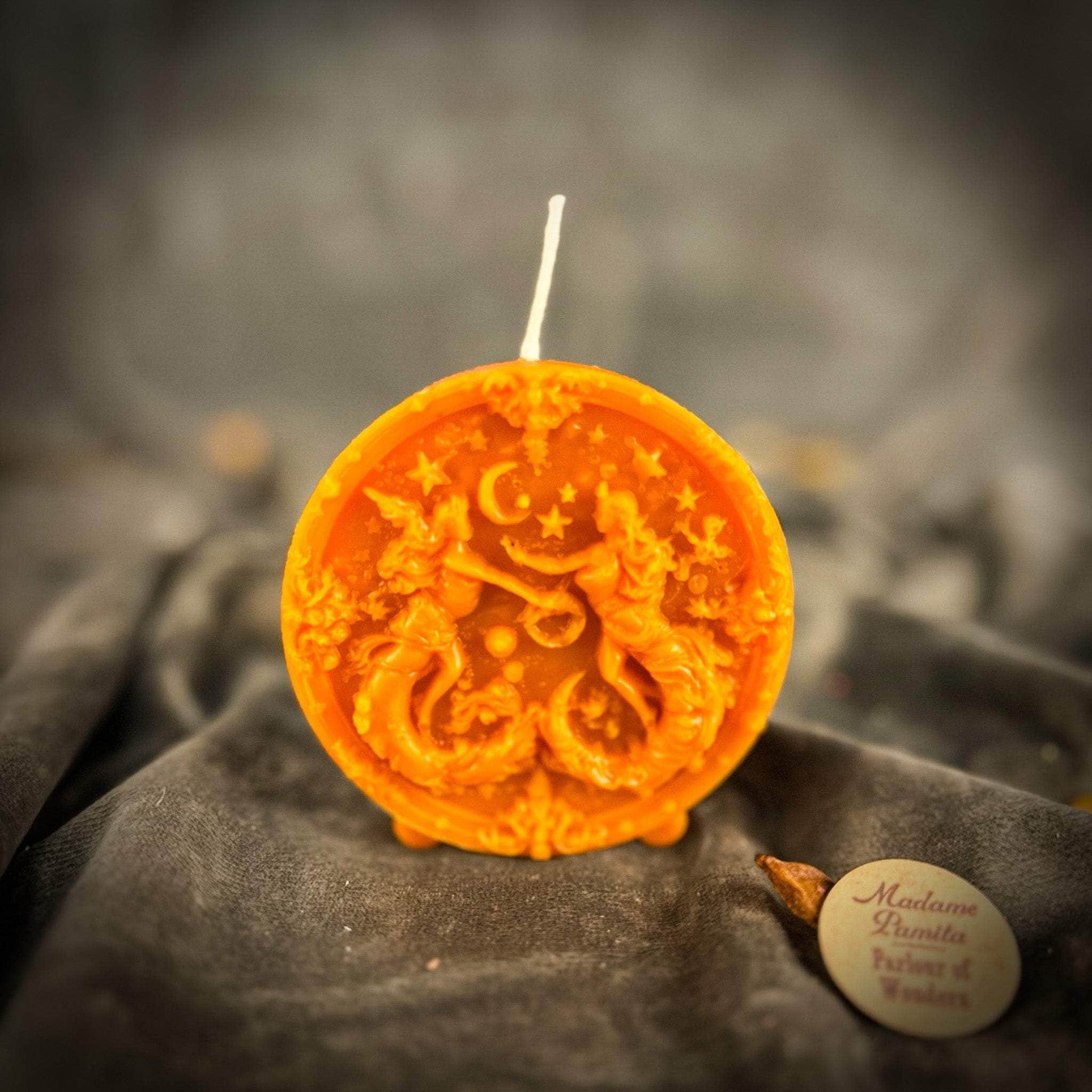 Parlour of Wonders Beeswax Candle Orange (Removing Blocks) Beeswax Gemini Twins Zodiac Spell Candle Beeswax Gemini Twins Zodiac Spell Candle