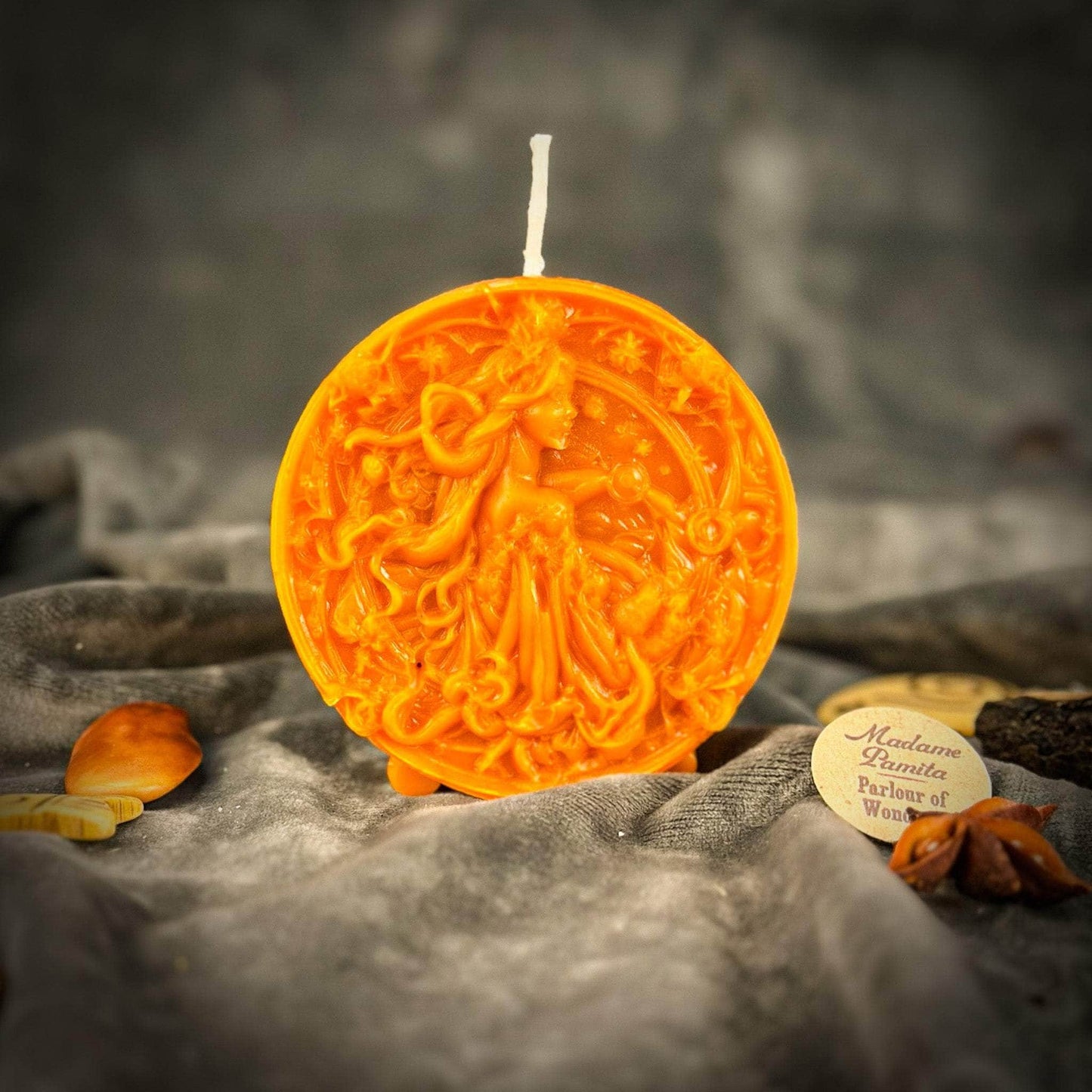 Parlour of Wonders Beeswax Candle Orange (Removing Blocks) Beeswax Libra Scales Zodiac Spell Candle Beeswax Libra Scales Zodiac Spell Candle
