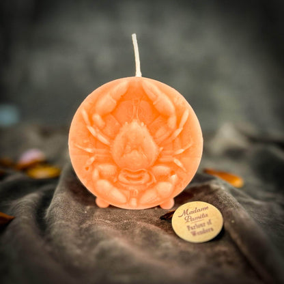 Parlour of Wonders Beeswax Candle Pink (Romance) Beeswax Cancer Crab Zodiac Spell Candle Beeswax Cancer Crab Zodiac Spell Candle