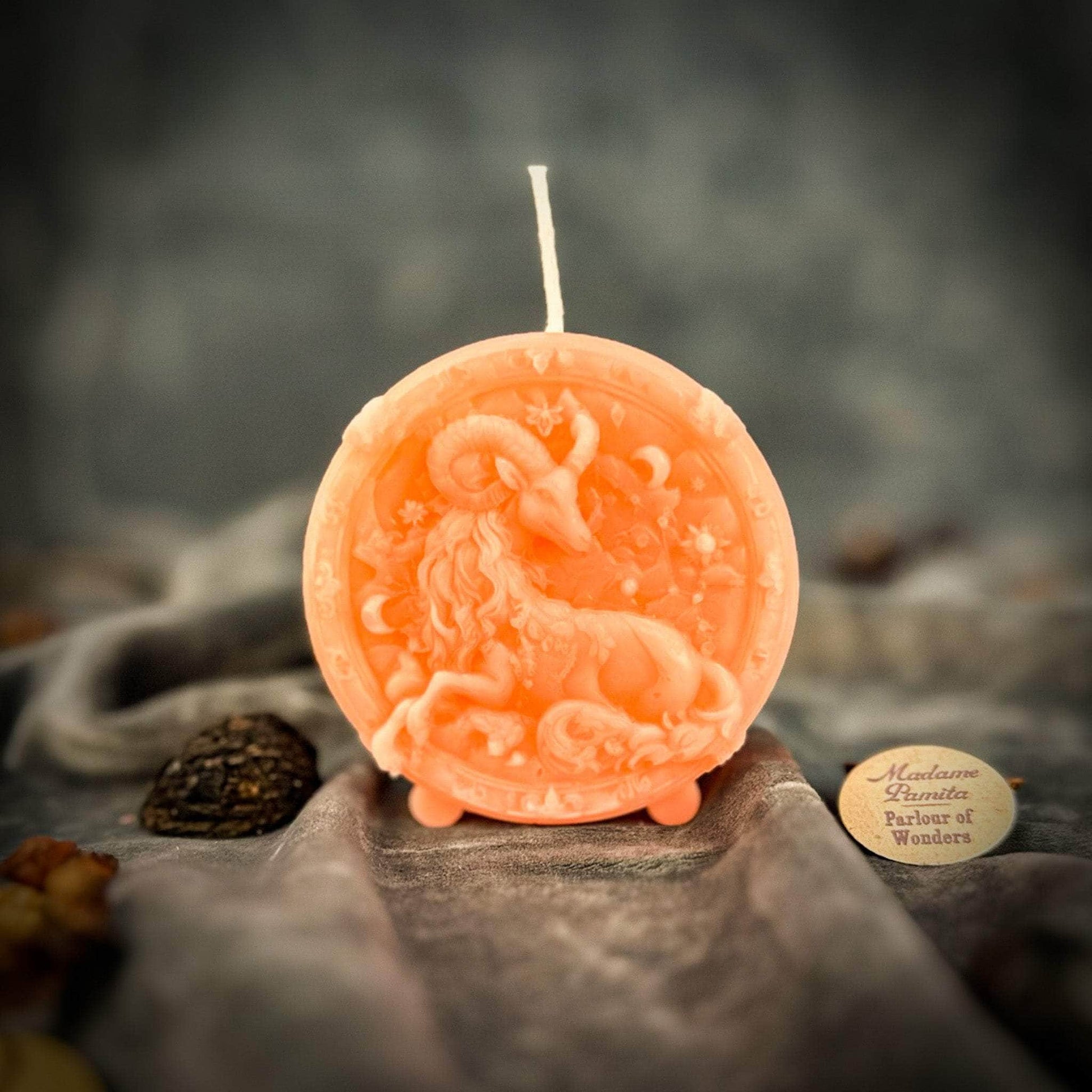 Parlour of Wonders Beeswax Candle Pink (Romance) Beeswax Capricorn Goat Zodiac Spell Candle Beeswax Capricorn Goat Zodiac Spell Candle