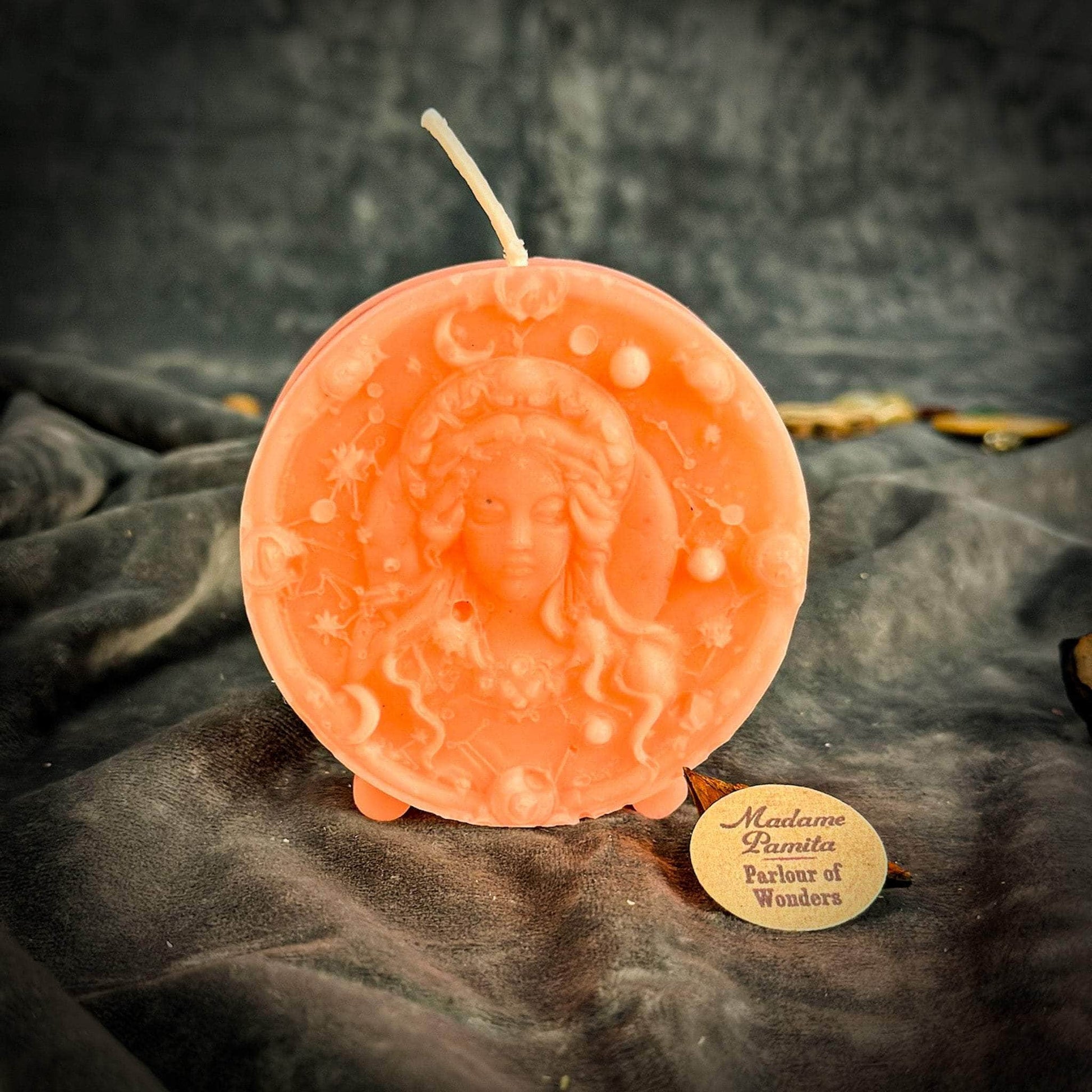 Parlour of Wonders Beeswax Candle Pink (Romance) Beeswax Virgo Maiden Zodiac Spell Candle Beeswax Virgo Maiden Zodiac Spell Candle