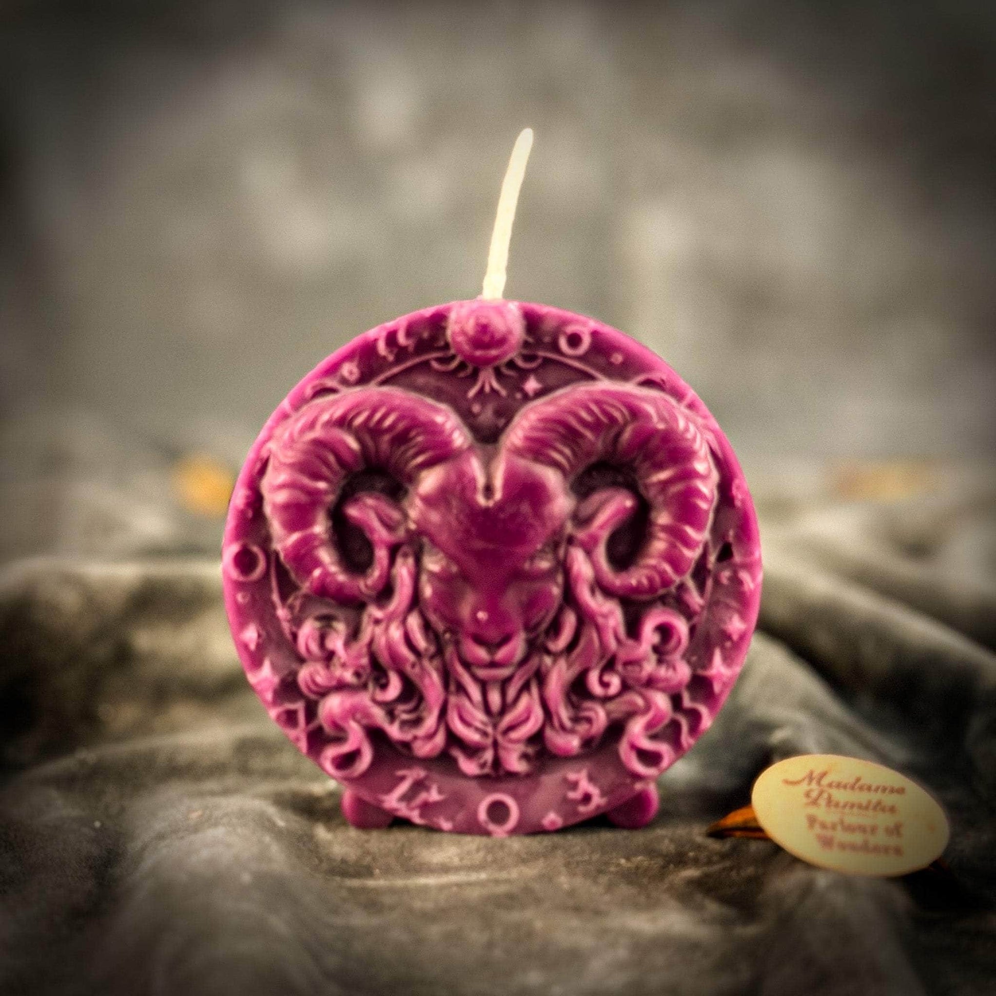 Parlour of Wonders Beeswax Candle Purple (Power) Beeswax Aries Ram Zodiac Spell Candle Beeswax Aries Ram Zodiac Spell Candle