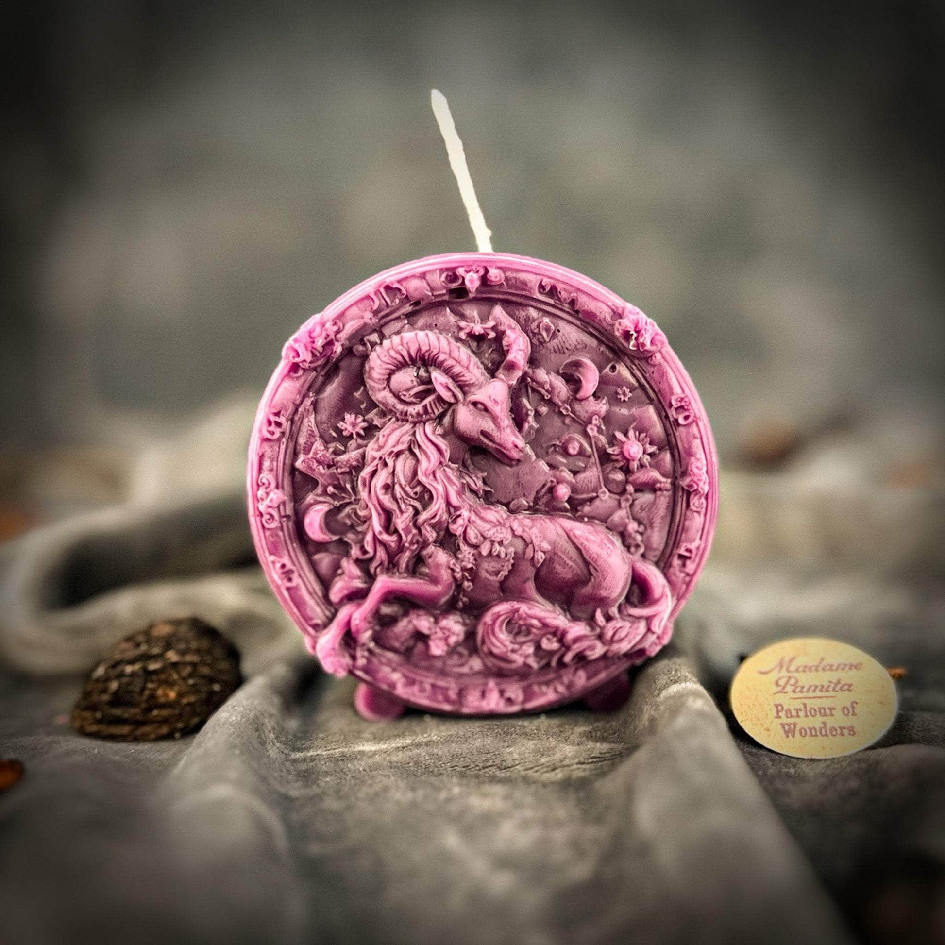 Parlour of Wonders Beeswax Candle Purple (Power) Beeswax Capricorn Goat Zodiac Spell Candle Beeswax Capricorn Goat Zodiac Spell Candle