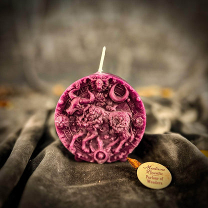 Parlour of Wonders Beeswax Candle Purple (Power) Beeswax Taurus Bull Zodiac Spell Candle Beeswax Taurus Bull Zodiac Spell Candle