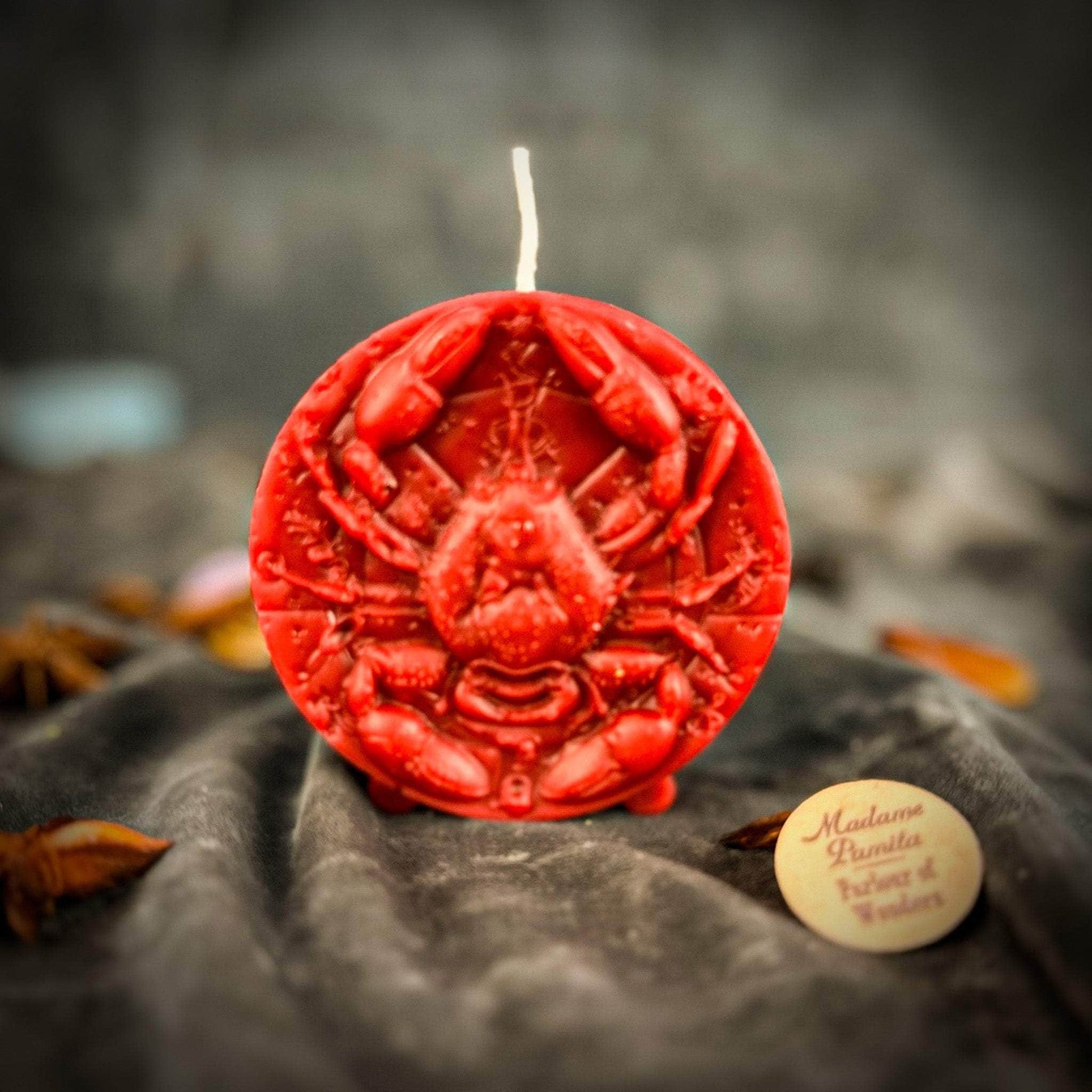 Parlour of Wonders Beeswax Candle Red (Passion) Beeswax Cancer Crab Zodiac Spell Candle Beeswax Cancer Crab Zodiac Spell Candle