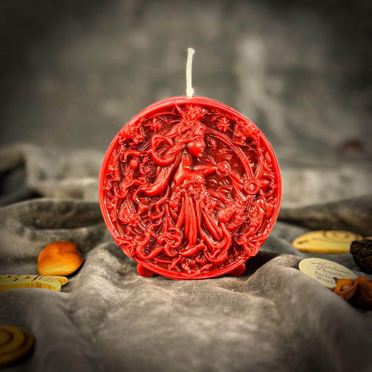 Parlour of Wonders Beeswax Candle Red (Passion) Beeswax Libra Scales Zodiac Spell Candle Beeswax Libra Scales Zodiac Spell Candle