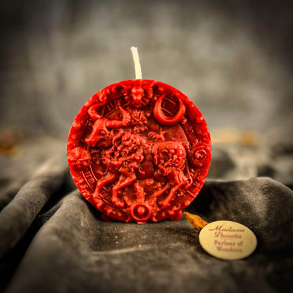 Parlour of Wonders Beeswax Candle Red (Passion) Beeswax Taurus Bull Zodiac Spell Candle Beeswax Taurus Bull Zodiac Spell Candle