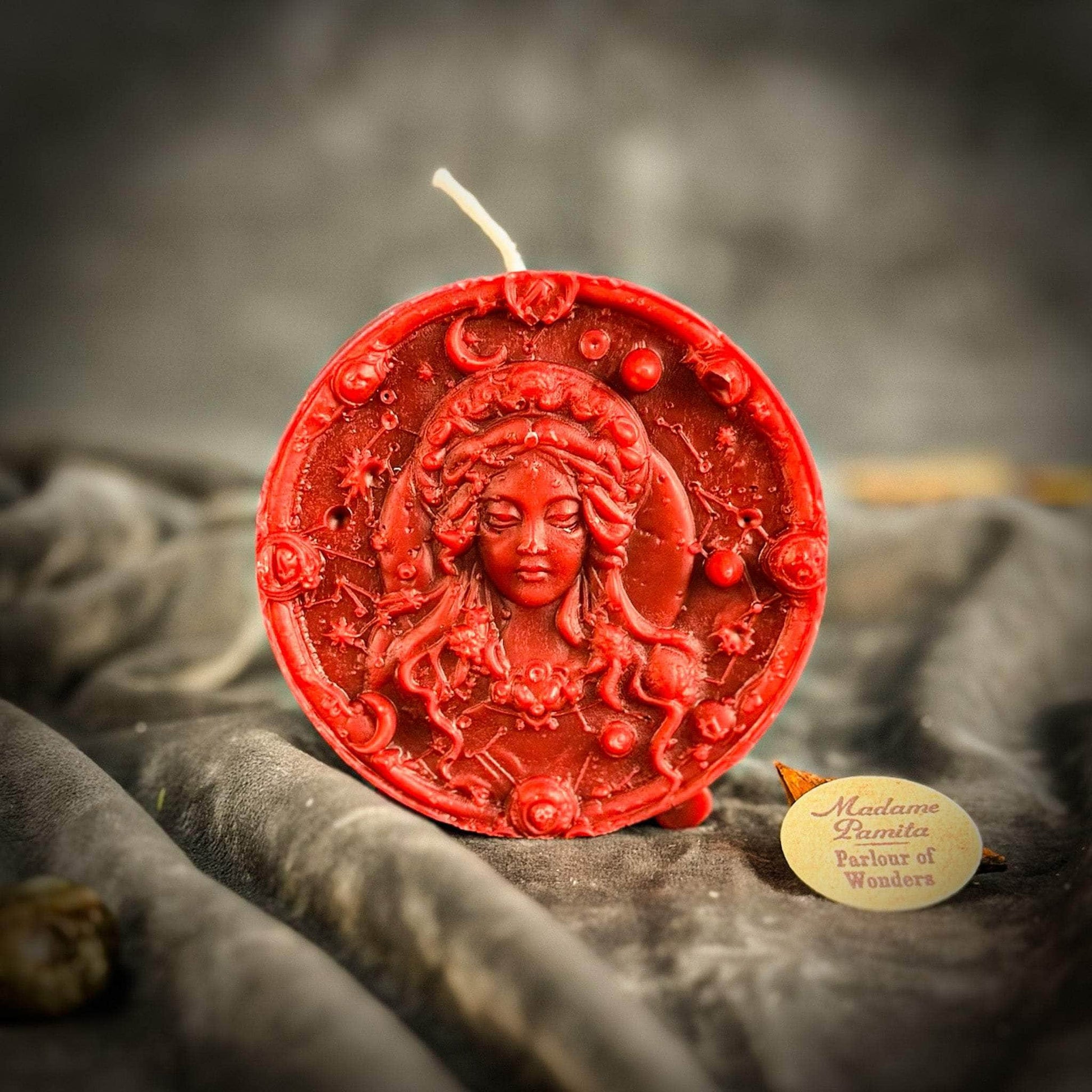Parlour of Wonders Beeswax Candle Red (Passion) Beeswax Virgo Maiden Zodiac Spell Candle Beeswax Virgo Maiden Zodiac Spell Candle