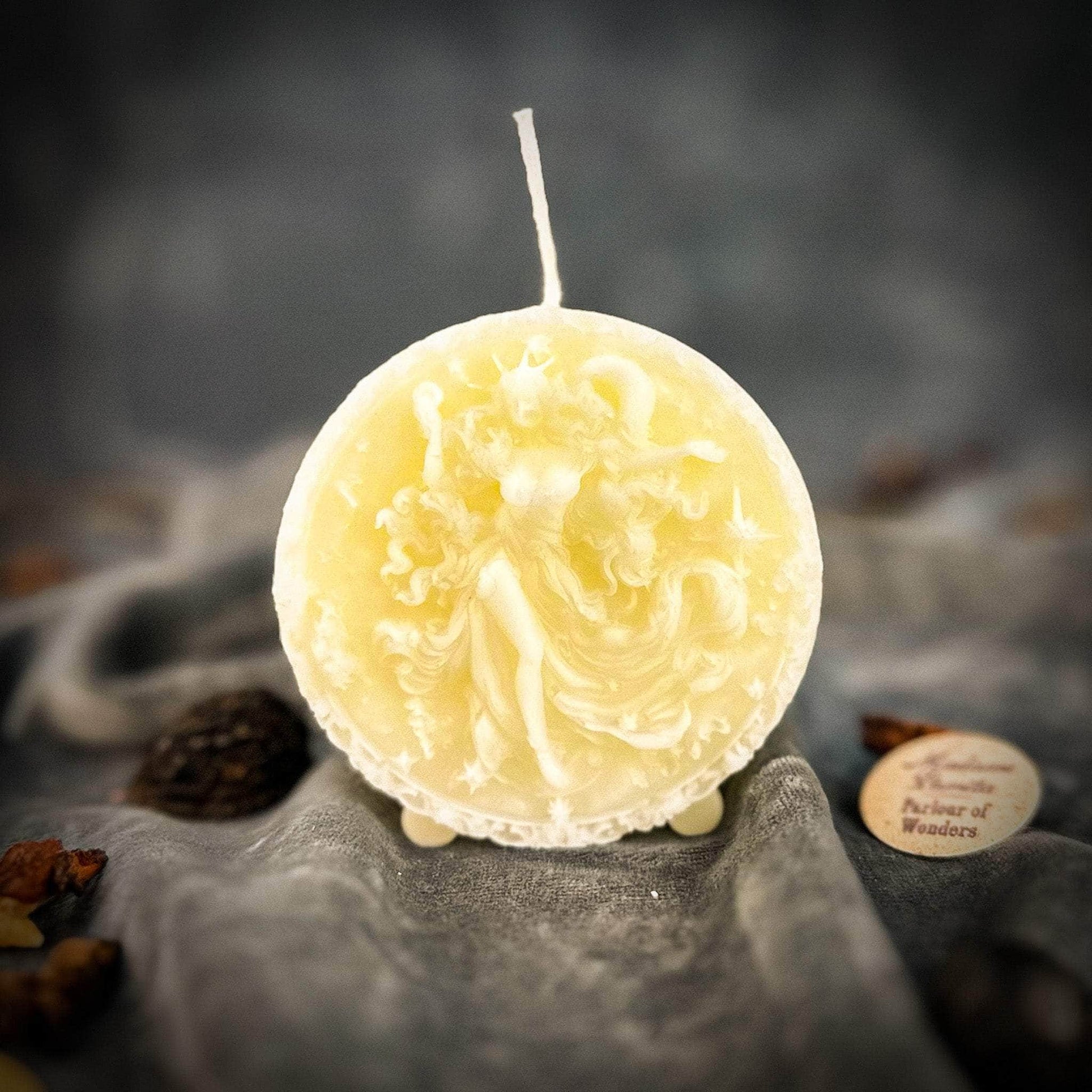 Parlour of Wonders Beeswax Candle White (Blessing) Beeswax Aquarius Water Bearer Zodiac Spell Candle Beeswax Aquarius Water Bearer Zodiac Spell Candle