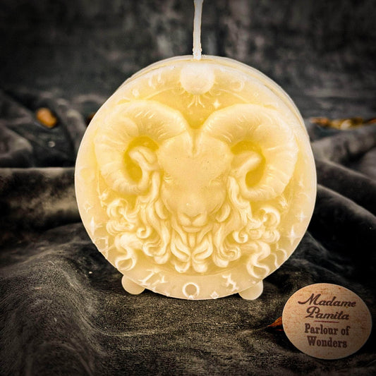 Parlour of Wonders Beeswax Candle White (Blessing) Beeswax Aries Ram Zodiac Spell Candle Beeswax Aries Ram Zodiac Spell Candle