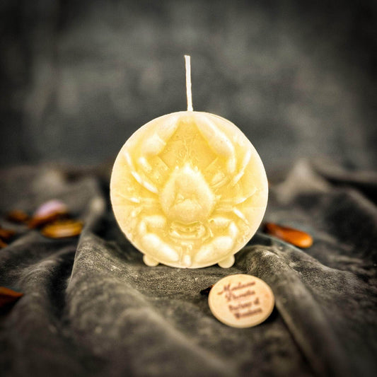 Parlour of Wonders Beeswax Candle White (Blessing) Beeswax Cancer Crab Zodiac Spell Candle Beeswax Cancer Crab Zodiac Spell Candle
