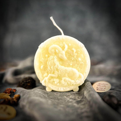 Parlour of Wonders Beeswax Candle White (Blessing) Beeswax Capricorn Goat Zodiac Spell Candle Beeswax Capricorn Goat Zodiac Spell Candle