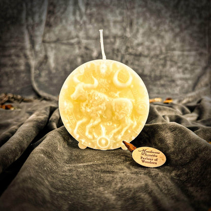 Parlour of Wonders Beeswax Candle White (Blessing) Beeswax Taurus Bull Zodiac Spell Candle Beeswax Taurus Bull Zodiac Spell Candle