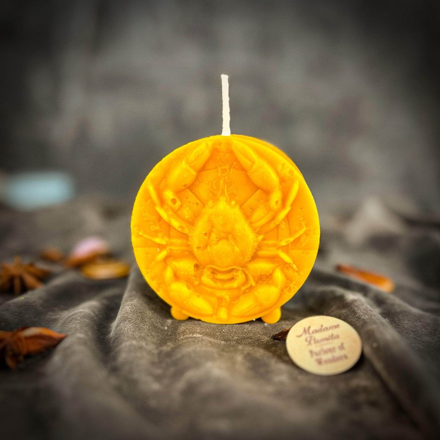 Parlour of Wonders Beeswax Candle Yellow (Success) Beeswax Cancer Crab Zodiac Spell Candle Beeswax Cancer Crab Zodiac Spell Candle
