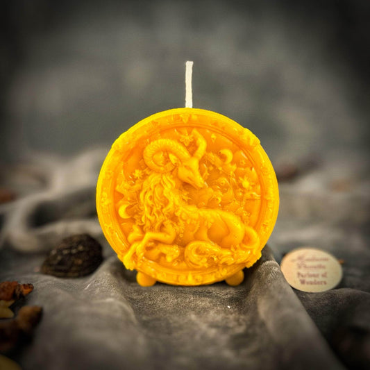 Parlour of Wonders Beeswax Candle Yellow (Success) Beeswax Capricorn Goat Zodiac Spell Candle Beeswax Capricorn Goat Zodiac Spell Candle