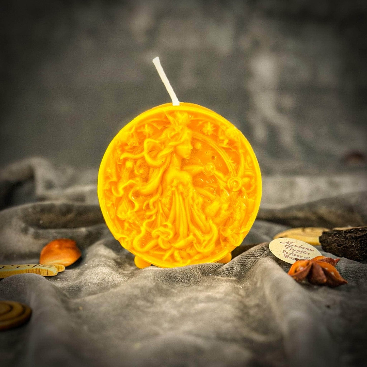 Parlour of Wonders Beeswax Candle Yellow (Success) Beeswax Libra Scales Zodiac Spell Candle Beeswax Libra Scales Zodiac Spell Candle