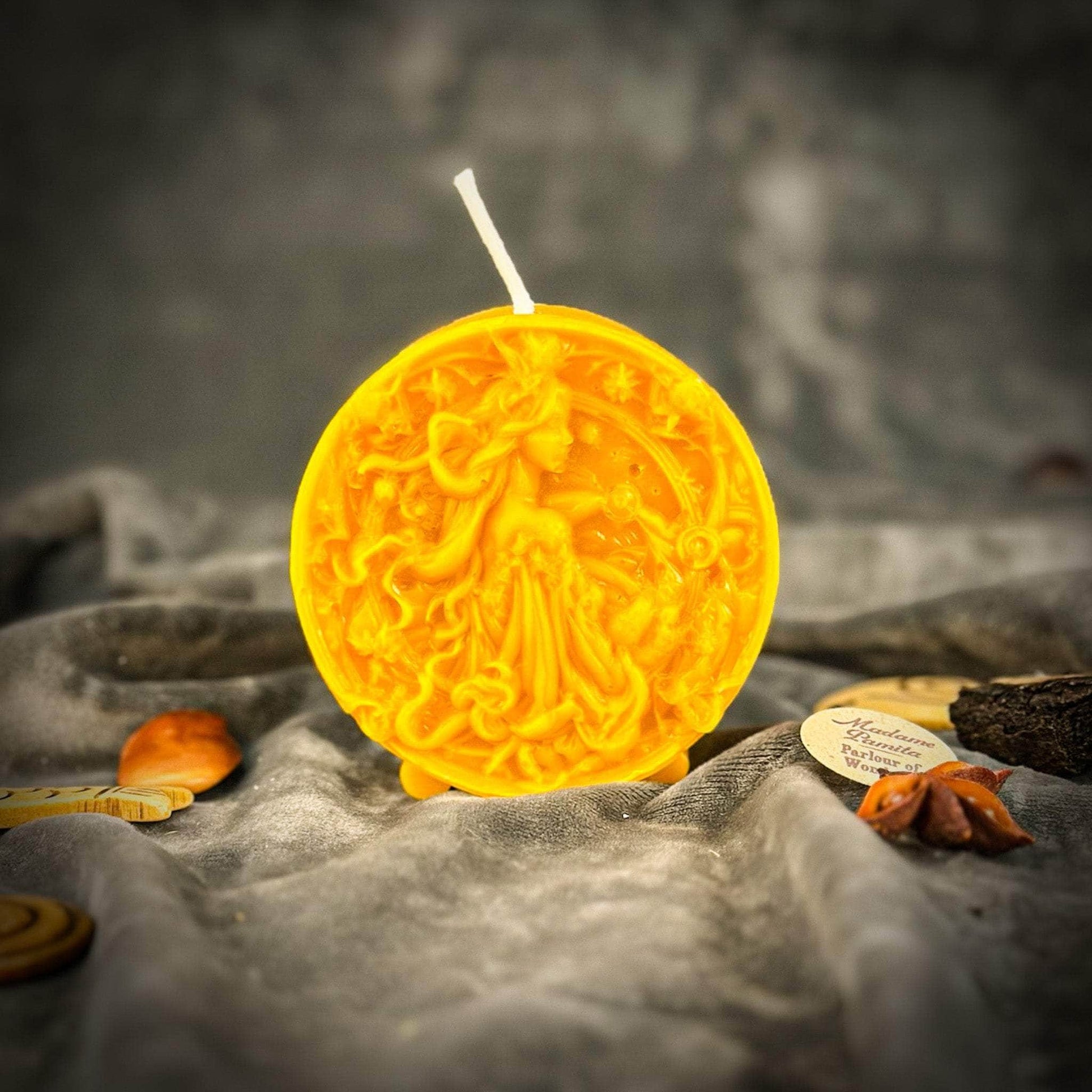 Parlour of Wonders Beeswax Candle Yellow (Success) Beeswax Libra Scales Zodiac Spell Candle Beeswax Libra Scales Zodiac Spell Candle