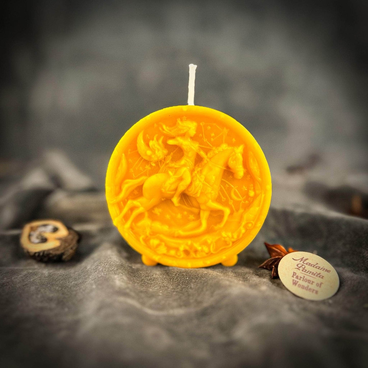 Parlour of Wonders Beeswax Candle Yellow (Success) Beeswax Sagittarius Archer Zodiac Spell Candle Beeswax Sagittarius Archer Zodiac Spell Candle
