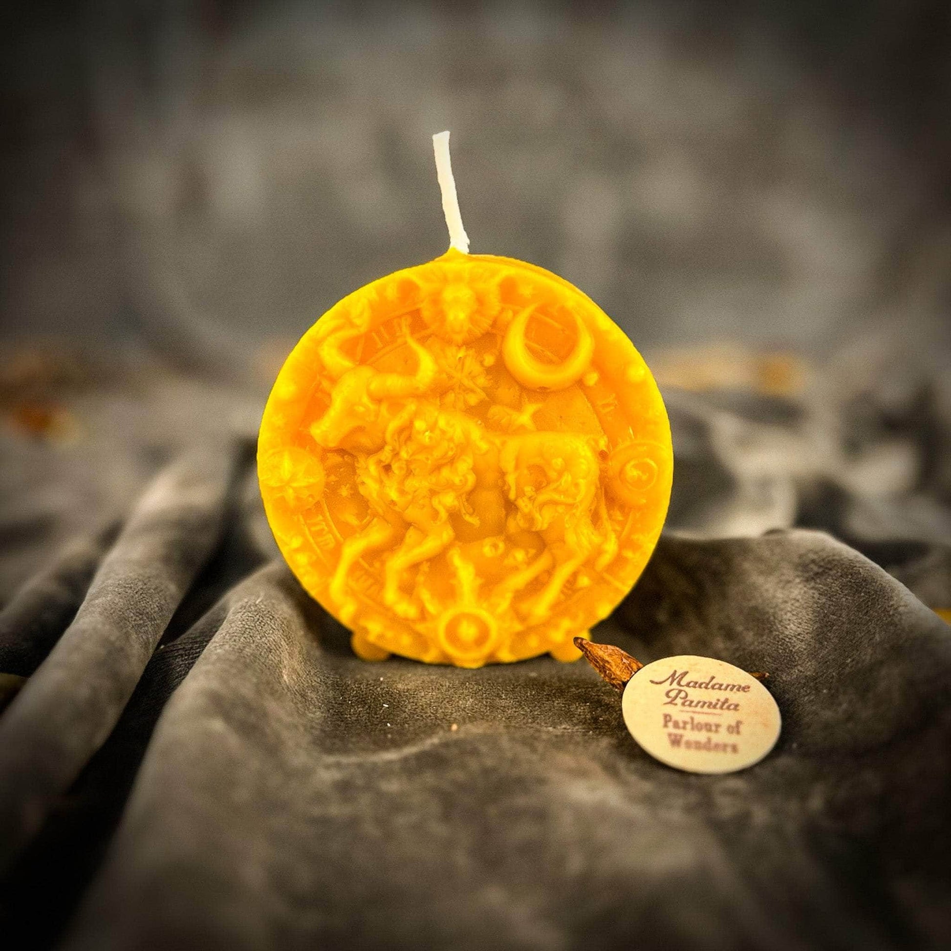 Parlour of Wonders Beeswax Candle Yellow (Success) Beeswax Taurus Bull Zodiac Spell Candle Beeswax Taurus Bull Zodiac Spell Candle