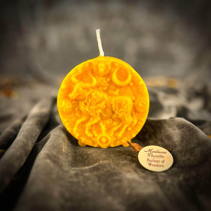 Parlour of Wonders Beeswax Candle Yellow (Success) Beeswax Taurus Bull Zodiac Spell Candle Beeswax Taurus Bull Zodiac Spell Candle