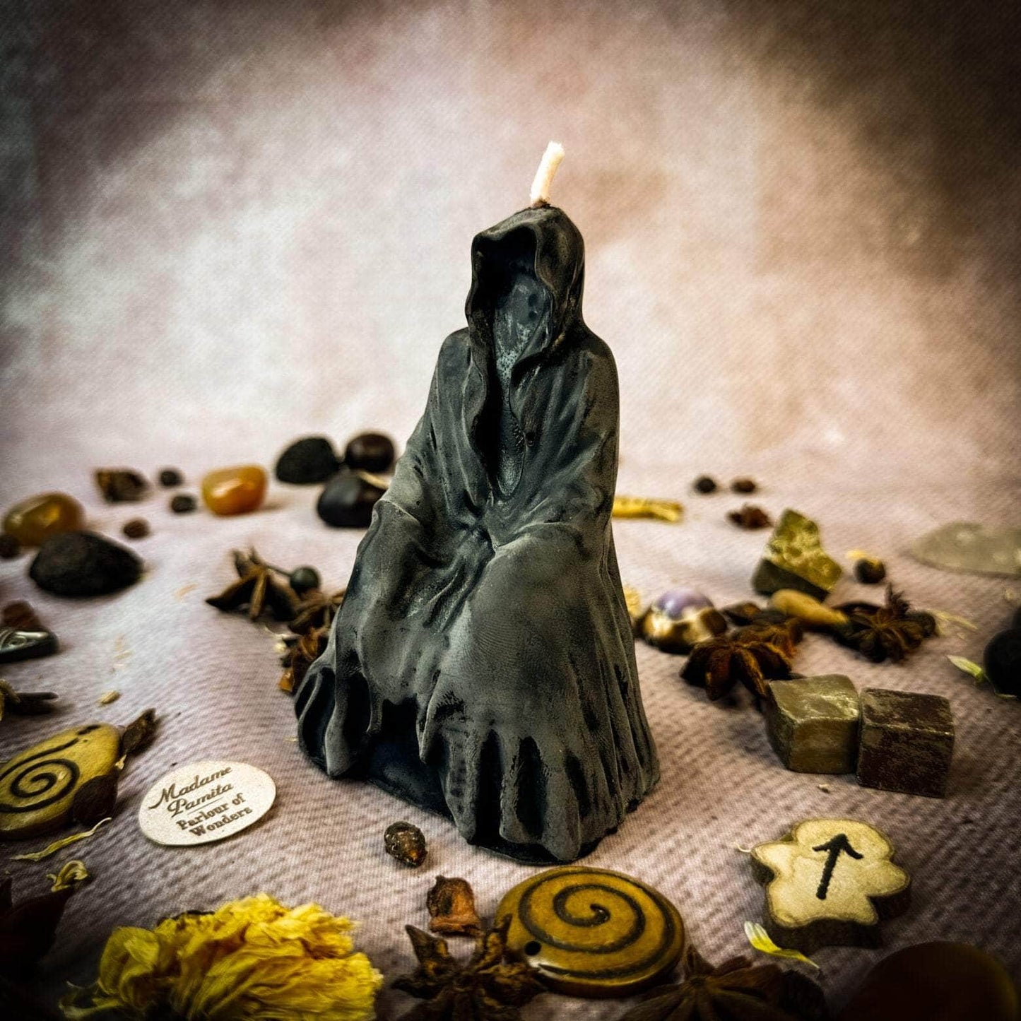 Parlour of Wonders Black (Protection) Beeswax Seer Spirit Spell Candle Beeswax Seer Spirit Spell Candle