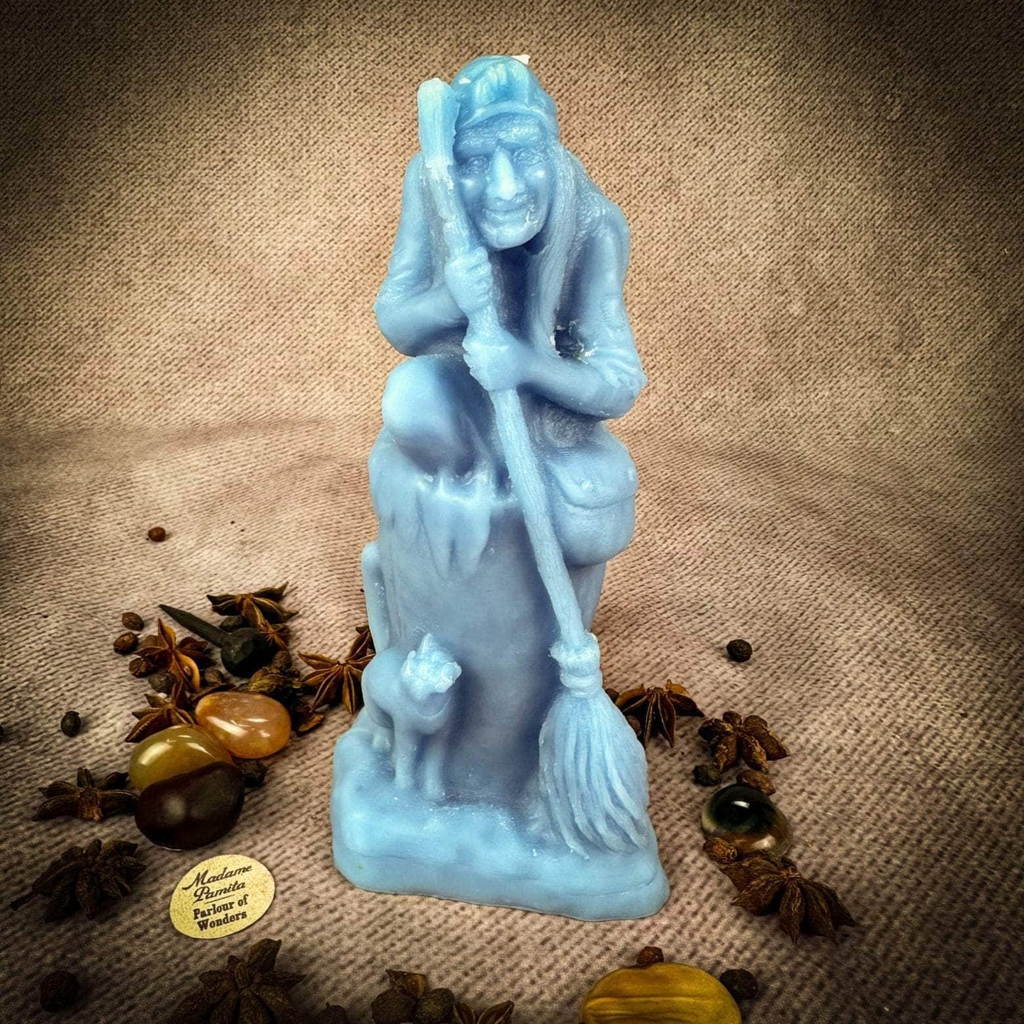 Parlour of Wonders Blue (Healing) Beeswax Baba Yaga Spell Candle Beeswax Baba Yaga Spell Candle