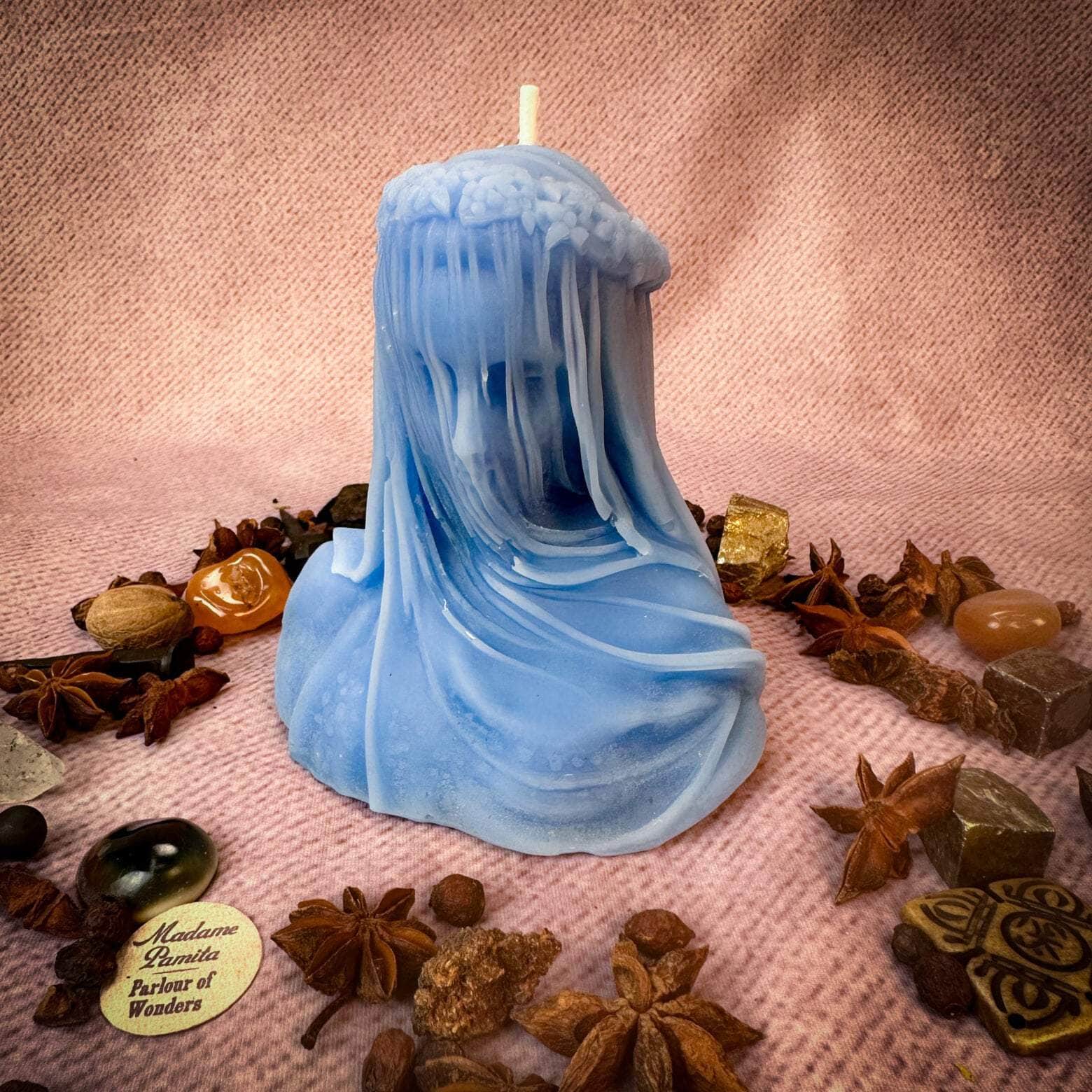 Parlour of Wonders Blue (Secret Communication) Beeswax Veil of Secrets Spell Candle Beeswax Veil of Secrets Spell Candle