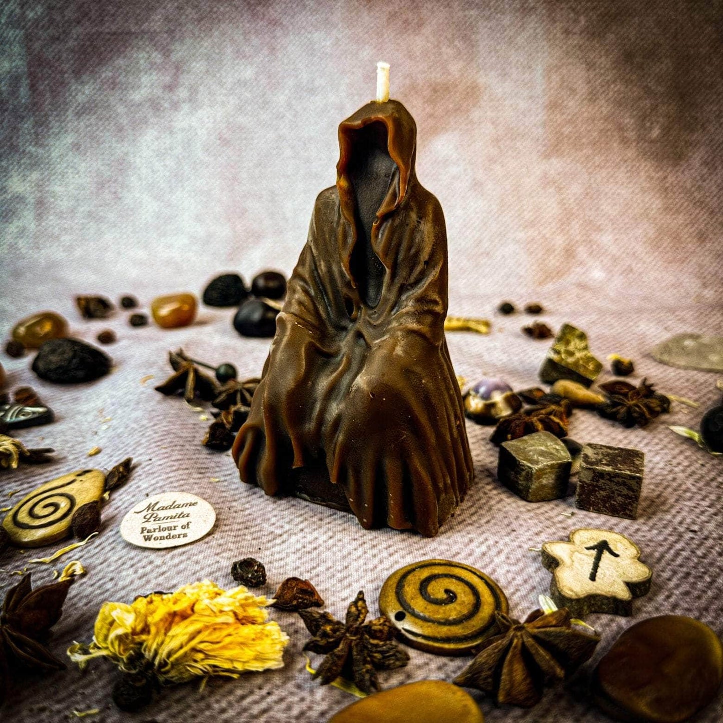 Parlour of Wonders Brown (Fidelity) Beeswax Seer Spirit Spell Candle Beeswax Seer Spirit Spell Candle