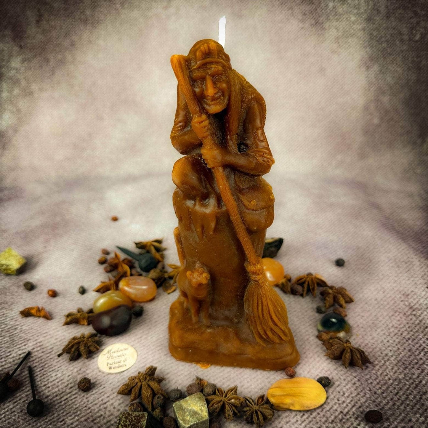 Parlour of Wonders Brown (Grounding) Beeswax Baba Yaga Spell Candle Beeswax Baba Yaga Spell Candle