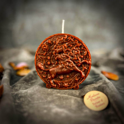 Parlour of Wonders Brown (Grounding) Beeswax Leo Lion Zodiac Spell Candle Beeswax Leo Lion Zodiac Spell Candle