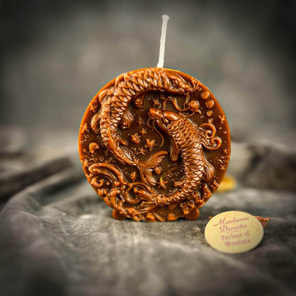 Parlour of Wonders Brown (Grounding) Beeswax Pisces Fish Zodiac Spell Candle Beeswax Pisces Fish Zodiac Spell Candle