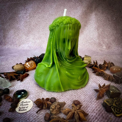 Parlour of Wonders Green (Hiding Financial Dealings) Beeswax Veil of Secrets Spell Candle Beeswax Veil of Secrets Spell Candle