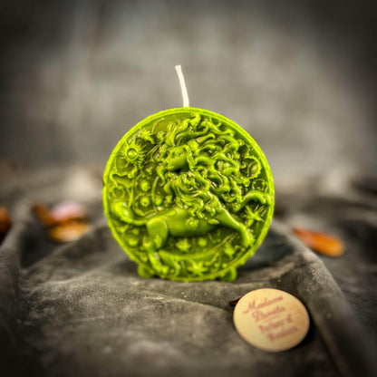 Parlour of Wonders Green (Prosperity) Beeswax Leo Lion Zodiac Spell Candle Beeswax Leo Lion Zodiac Spell Candle