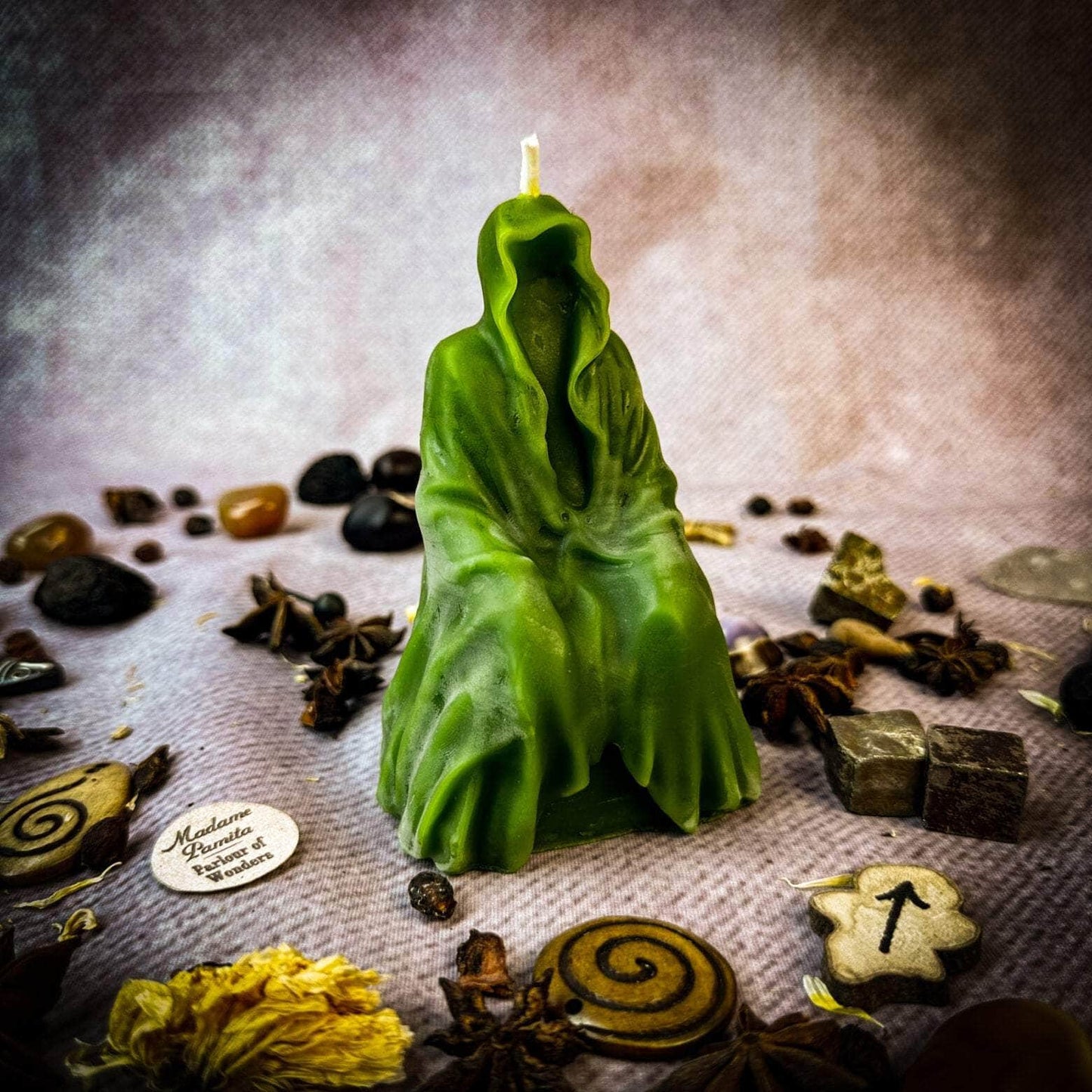 Parlour of Wonders Green (Prosperity) Beeswax Seer Spirit Spell Candle Beeswax Seer Spirit Spell Candle