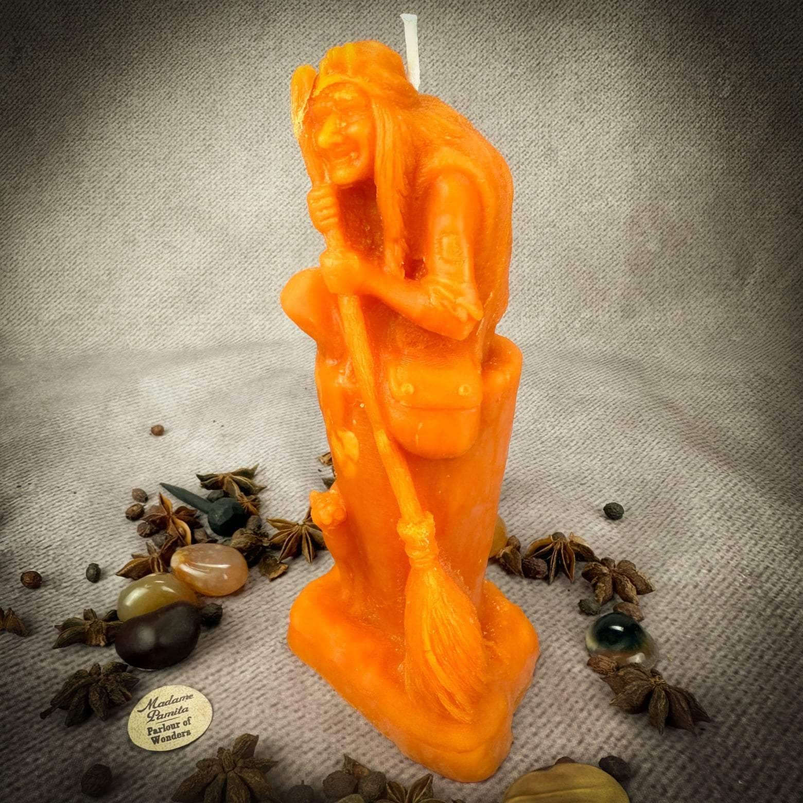 Parlour of Wonders Orange (Opportunities) Beeswax Baba Yaga Spell Candle Beeswax Baba Yaga Spell Candle