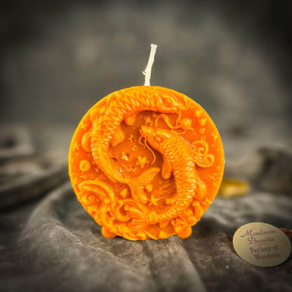 Parlour of Wonders Orange (Removing Blocks) Beeswax Pisces Fish Zodiac Spell Candle Beeswax Pisces Fish Zodiac Spell Candle