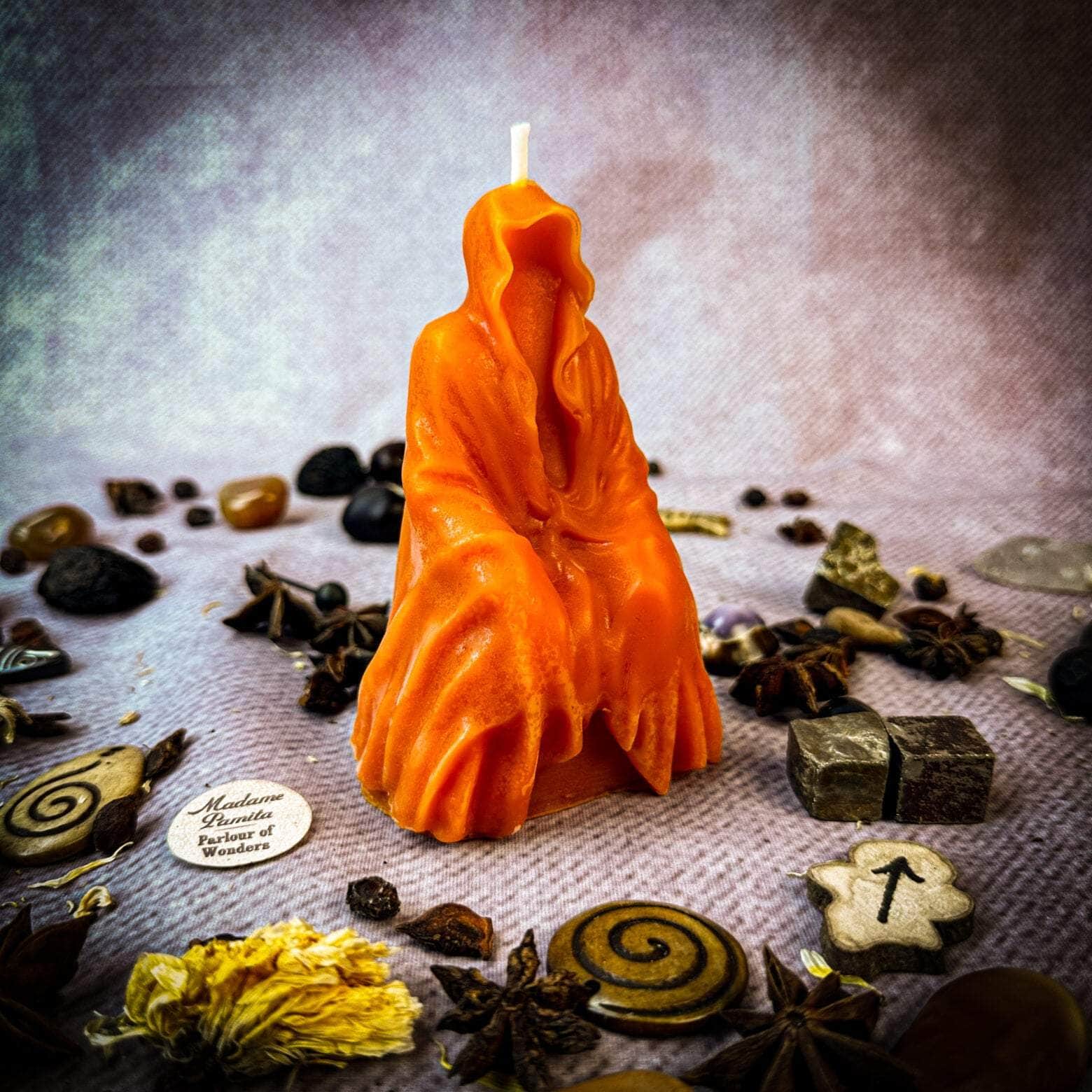 Parlour of Wonders Orange (Road Opener) Beeswax Seer Spirit Spell Candle Beeswax Seer Spirit Spell Candle